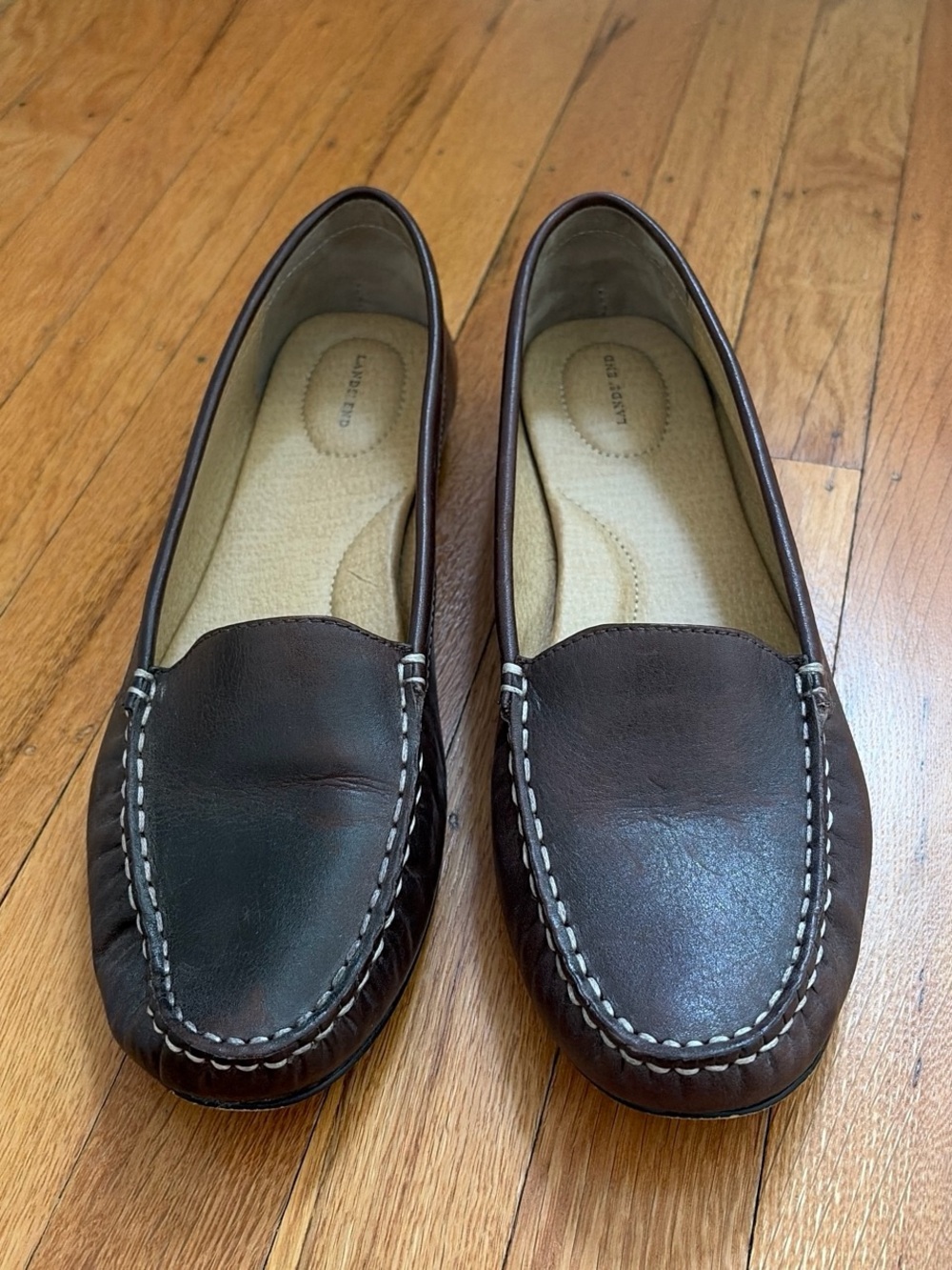 Late 90’s Land’s End Women's Brown Leather Slip-On Loafers